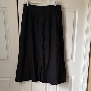 Pact Black A-Line Button Skirt